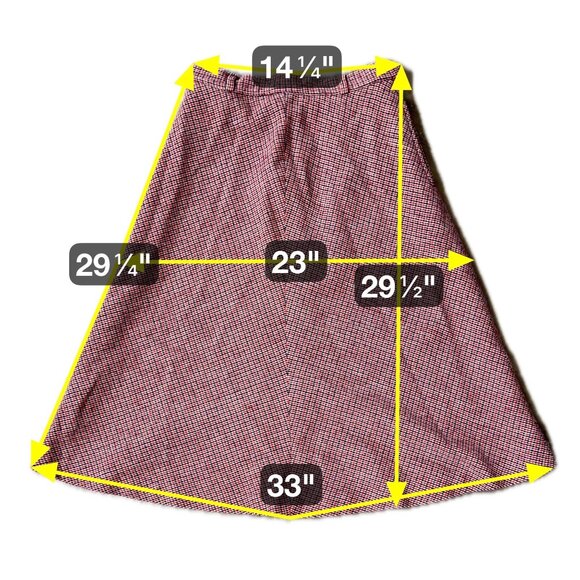 Vintage Skirt Wool Blend Size 10 Red Navy Blue Evan Picone USA 1970s Union Made - Picture 9 of 9